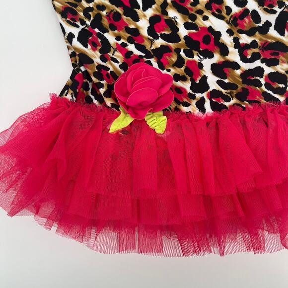 GUESS KIDS NWT Girl's 2 Piece Swimsuit, Leopard Tutu Size 5-6, Tankini - Picture 2 of 6